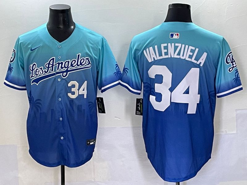 Men 2025 Los Angeles Dodgers 34 Valenzuela Blue Nike MLB Jersey Daoqite style 4